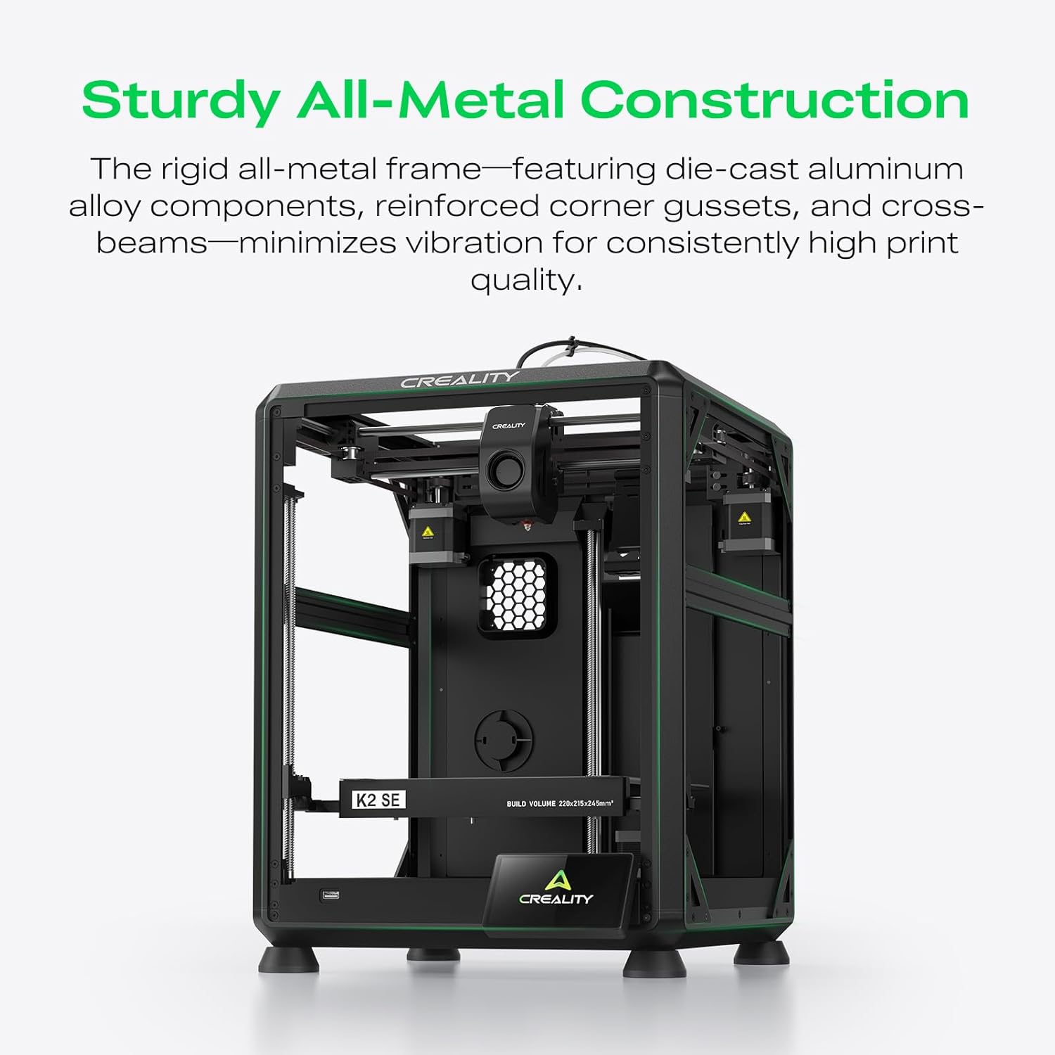 Creality K2 SE 3D Printer, 500mm/s High-Speed Printing, Support Multi Color 3D Printing Needs CFS, Solid Metal Build, Auto Leveling, Direct Drive Extruder, Quick-Swap Nozzle, 220×215×245mm Print Size - Image 4