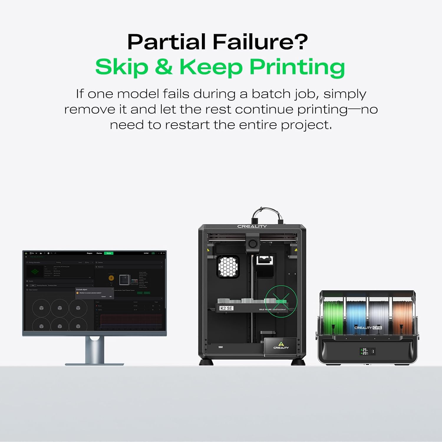Creality K2 SE 3D Printer, 500mm/s High-Speed Printing, Support Multi Color 3D Printing Needs CFS, Solid Metal Build, Auto Leveling, Direct Drive Extruder, Quick-Swap Nozzle, 220×215×245mm Print Size - Image 8