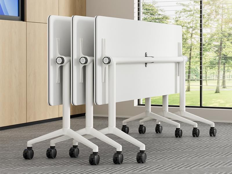 Okeysen Conference Room Table 1 Pack, Modern Folding Training Tables with Flip Top, Mobile Table with Four Locking Wheels, Executive Desk for Meeting Room, Office, Classroom 59.06”x23.62”x29.53” - Image 8
