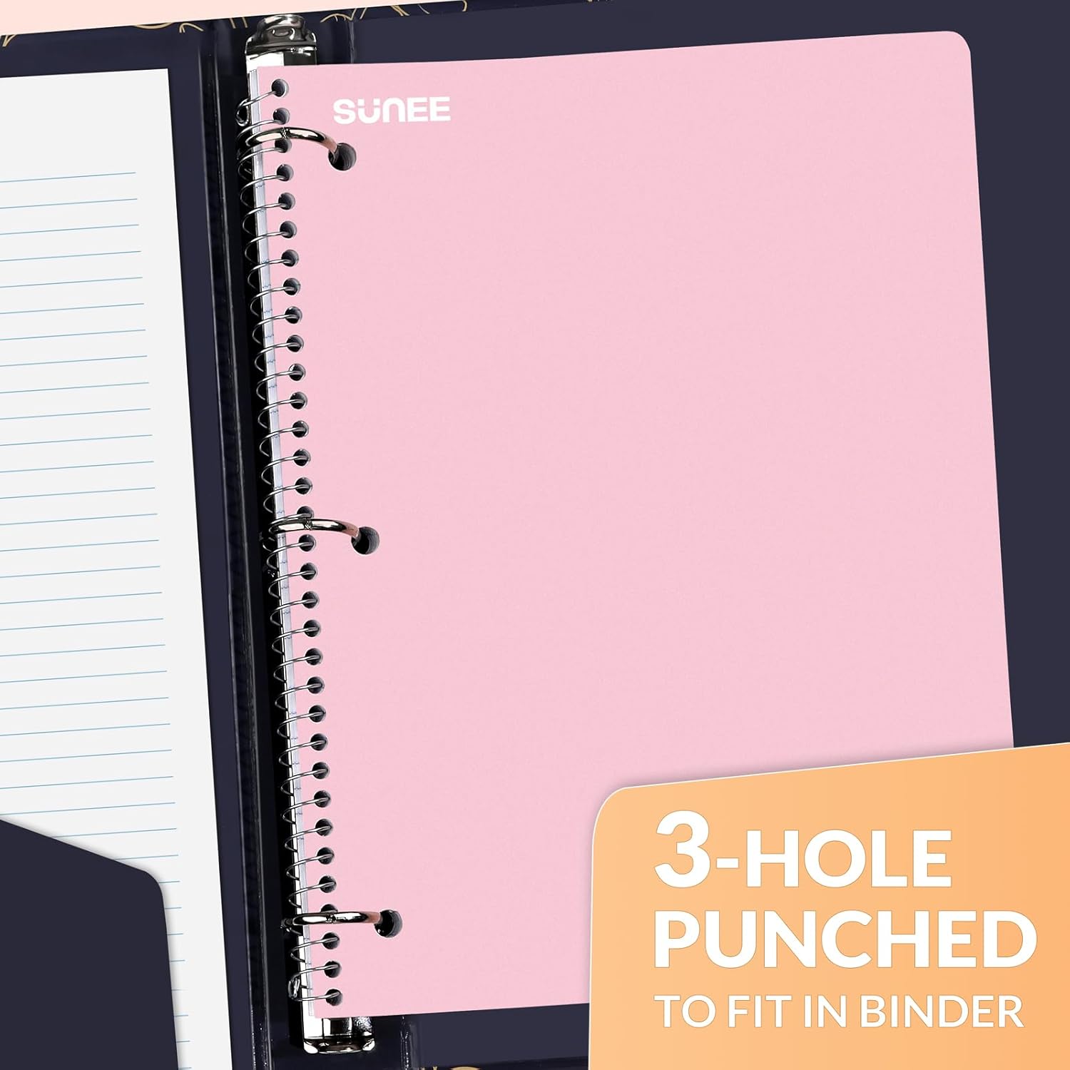SUNEE Spiral Notebooks, 3 Pack, 1-Subject, College Ruled Paper, 8" x 10-1/2", 70 Sheets per Notebook, Assorted Pastel Colors Spiral Notebooks for School - Image 6